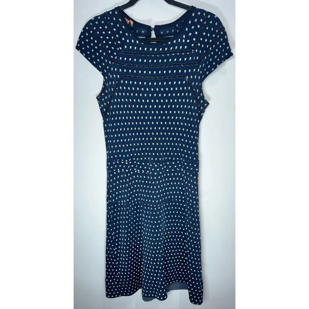 Tory Burch navy blue cap sleeve midi dress size small